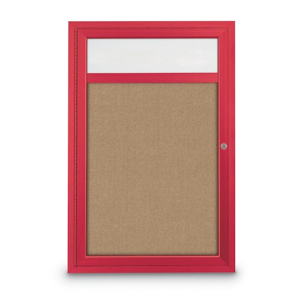 Slim Enclosed Corkboard, 30"x30", Bronze Alum Frame/Forbo